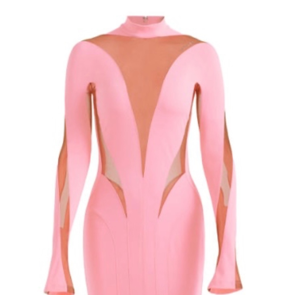 H&M x Mugler Mesh-paneled Mini Dress